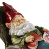 Solar Red Bird Rocking Chair Gnome - Outdoor Garden Decor with Solar Panel for Energy Efficiency