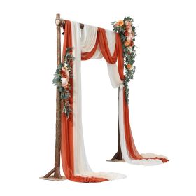 VEVOR Artificial Wedding Arch Flowers Kit, Orange Wedding Arch Flowers with Drapes Kit (Pack of 5) - 2 Pcs Floral Arrangement, 3 Pcs Sheer Drapes