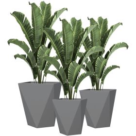 Set of 3 MgO Tall Planters Indoor Outdoor Stackable Flower Pots with Drainage Holes for Garden Balcony Gray