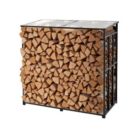VEVOR Firewood Rack with Sloped Roof, 4 ft Outdoor Firewood Holder, 1/4 Cord Log Storage Shed, 660lb Max Weight Capacity