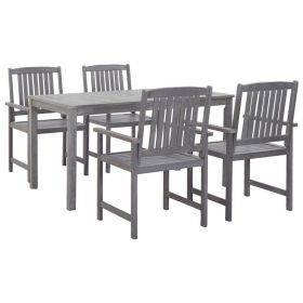 Outdoor Dining Set Grey Solid Acacia Wood Medium Durable
