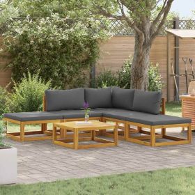 Garden Lounge Set Natural wood + Dark grey (cushions)