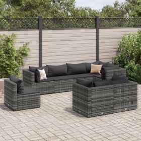 Patio Lounge Set Set of 8 Grey PE rattan 8 Piece Modular