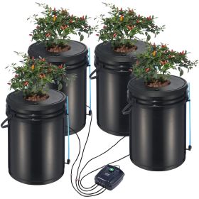 VEVOR DWC Hydroponic System, 5 Gallon 4 Buckets, Deep Water Culture Growing Bucket, Hydroponics Grow Kit with Pump, Air Stone and Water Level Dev