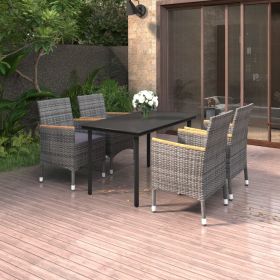 Garden Dining Set Grey PE Rattan Medium Waterproof materials