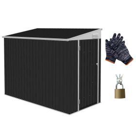 Outsunny 4' x 8' Metal Outdoor Storage Shed, Lean to Storage Shed, Garden Tool Storage House with Lockable Door and 2 Air Vents for Backyard, Pat