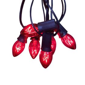 C7 Multi-color Christmas Decorative Lights; 28 Feet Retro Christmas Tree Lamps; Outdoor Roof Line String Lights; 27 Light Bulbs; For The Courtyar (Color: 28FT-Red Bulb)