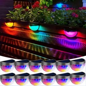 12/6 Solar fence lights, solar platform lights, solar wall lights, rechargeable solar cells, suitable for front porches, security lights (Color: Colorful, Quantity: 12PCS)