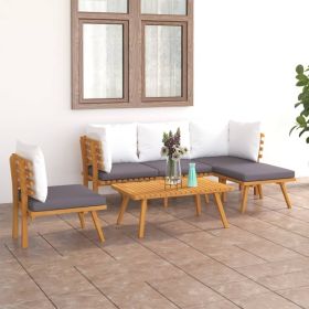 Garden Lounge Set Dark Grey, White (Color: Brown)